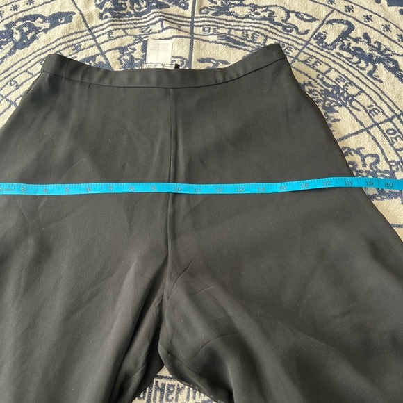 [4] St.John Couture Evening Black Silk Wide Slit Leg Georgette Palazzo Pants WMN - Picture 12 of 13